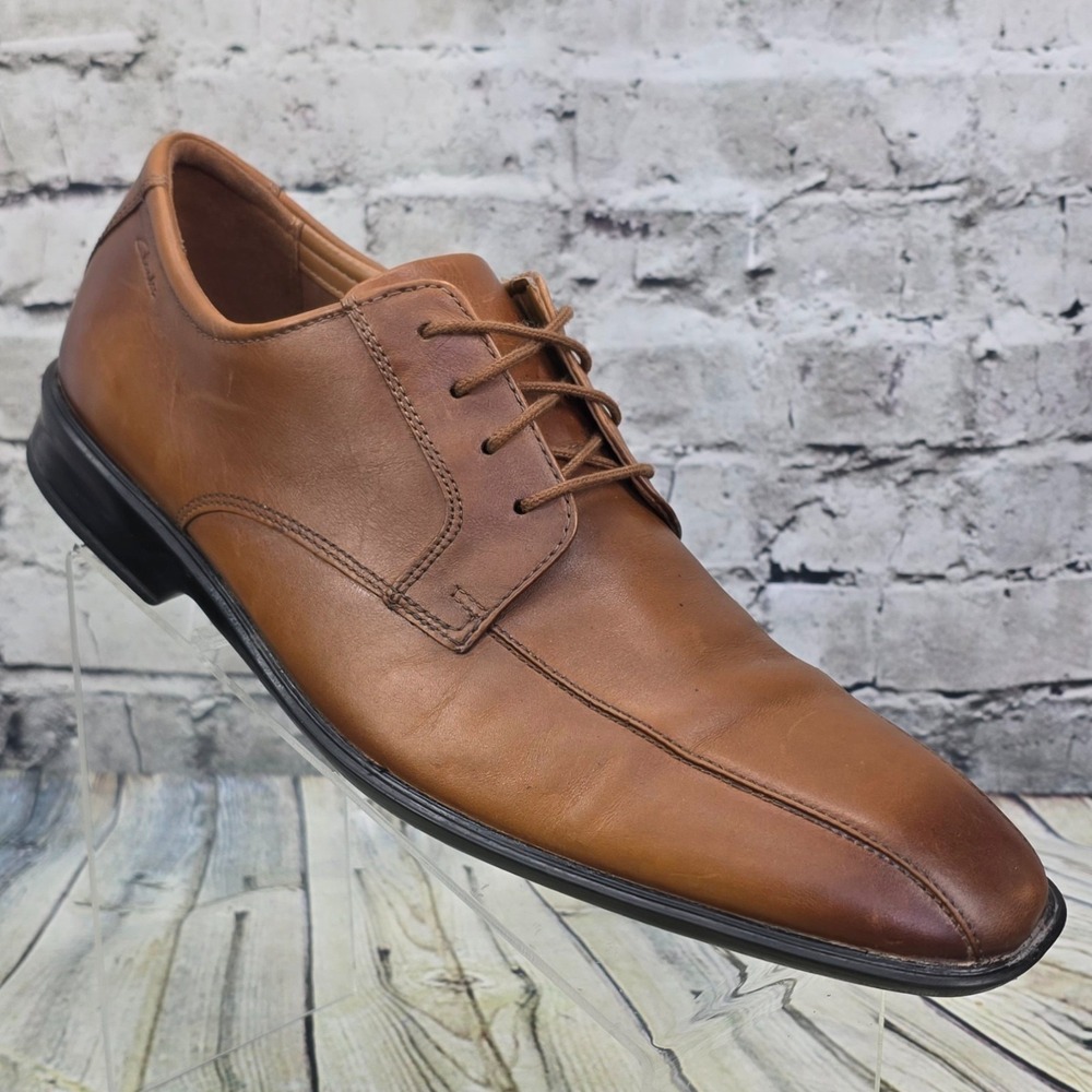Clarks Bensley Run Oxford Men's‎ Size 12 M Brown Leather Dress Shoes Comfort